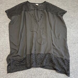 Merona Women's Flowy Swim Cover Up Lace Drawstring Pullover Beach Top Size Small